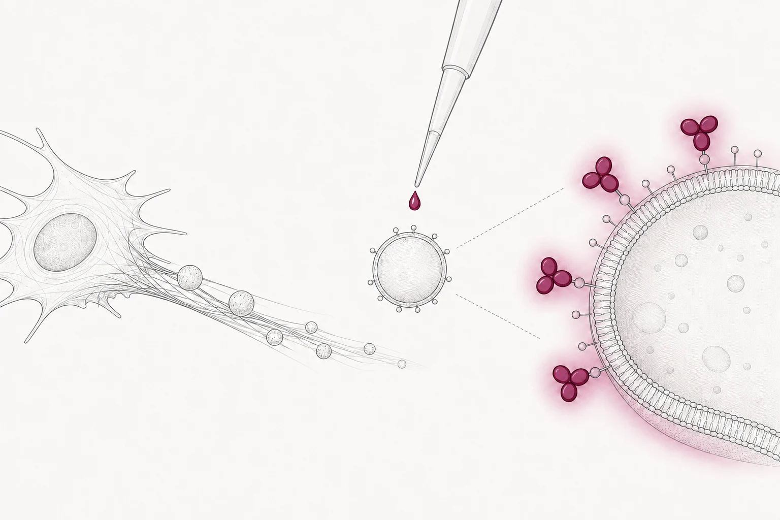 Concept illustration of WGA-AF647 migrasome-membrane labeling, not measured fluorescence data